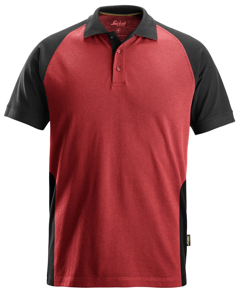 Snickers 2 Coloured Polo Shirt - Chili Red/Black (2750) - Dynamite Hardware