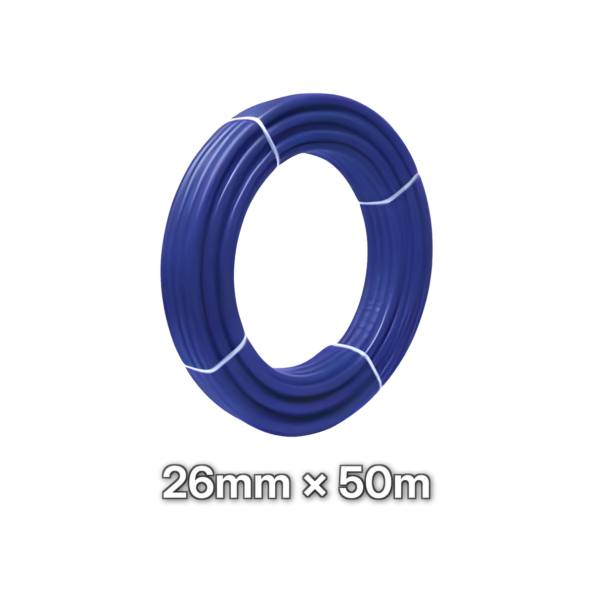 26mm Insulated Multilayer Pipe - 50m Coil (Blue), size marked: 26mm × 50m