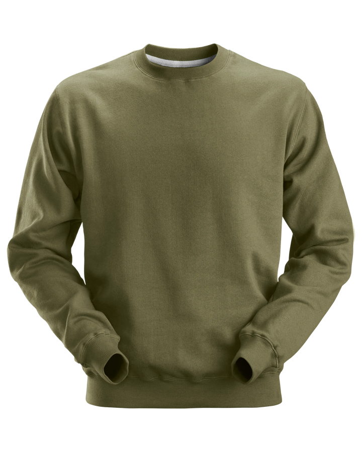 Snickers Khaki Green, Crew Neck Work Sweatshirt (2810) – front view