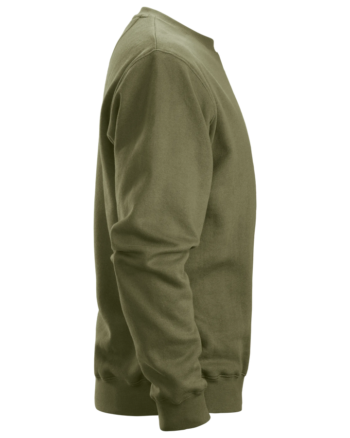 Snickers Khaki Green, Crew Neck Work Sweatshirt (2810) – right side view
