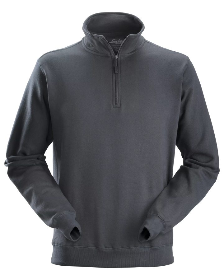 Snickers Steel Grey, Half-Zip Sweatshirt (2818) – front view