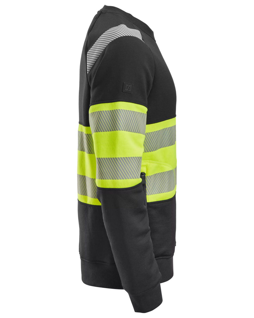 Snickers Black/Hi-Vis Yellow, Hi-Vis Class 1 Sweatshirt (2830) – right side view