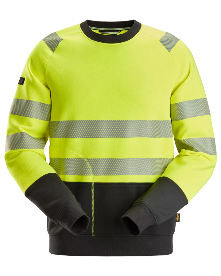 Snickers Hi-Vis Yellow, Hi-Vis Class 2 Sweatshirt (2831) – front view