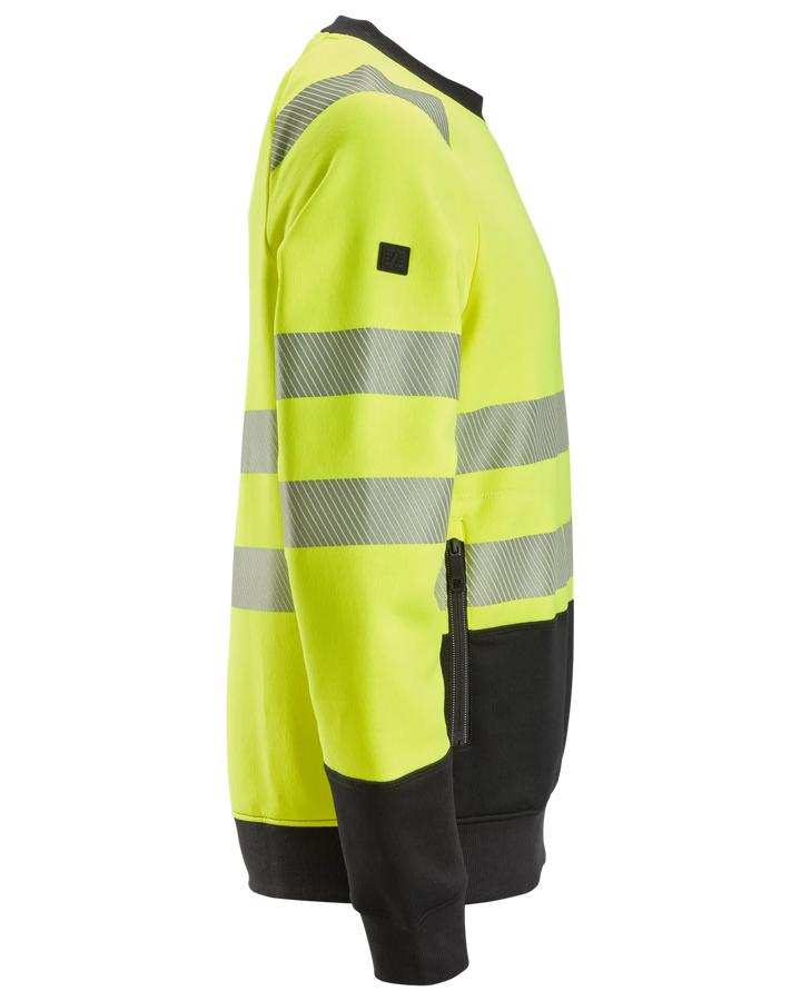 Snickers Hi-Vis Yellow, Hi-Vis Class 2 Sweatshirt (2831) – right side view