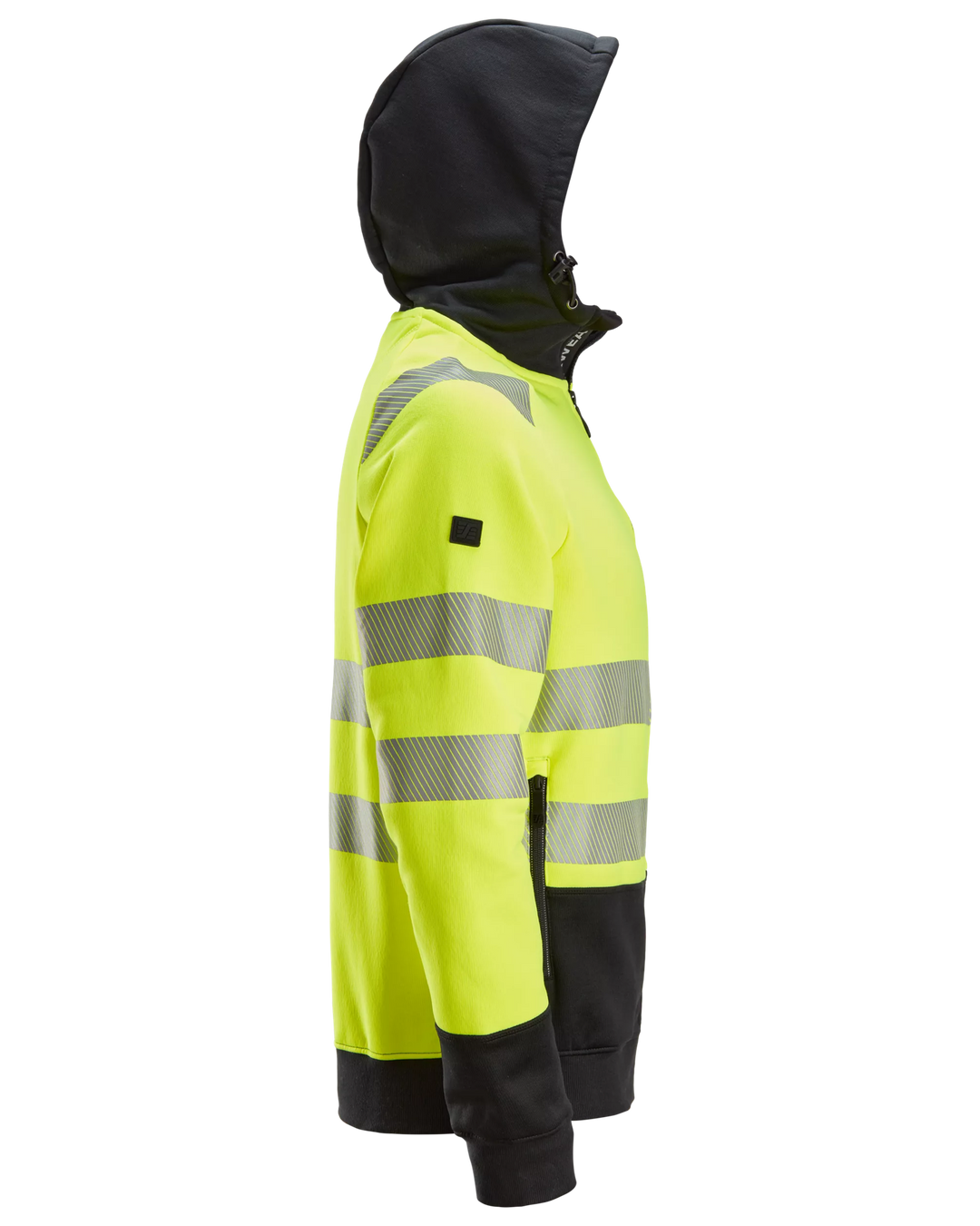 Snickers Hi-Vis Yellow, Hi-Vis Class 2 Full Zip Hoodie (2839) – right side view