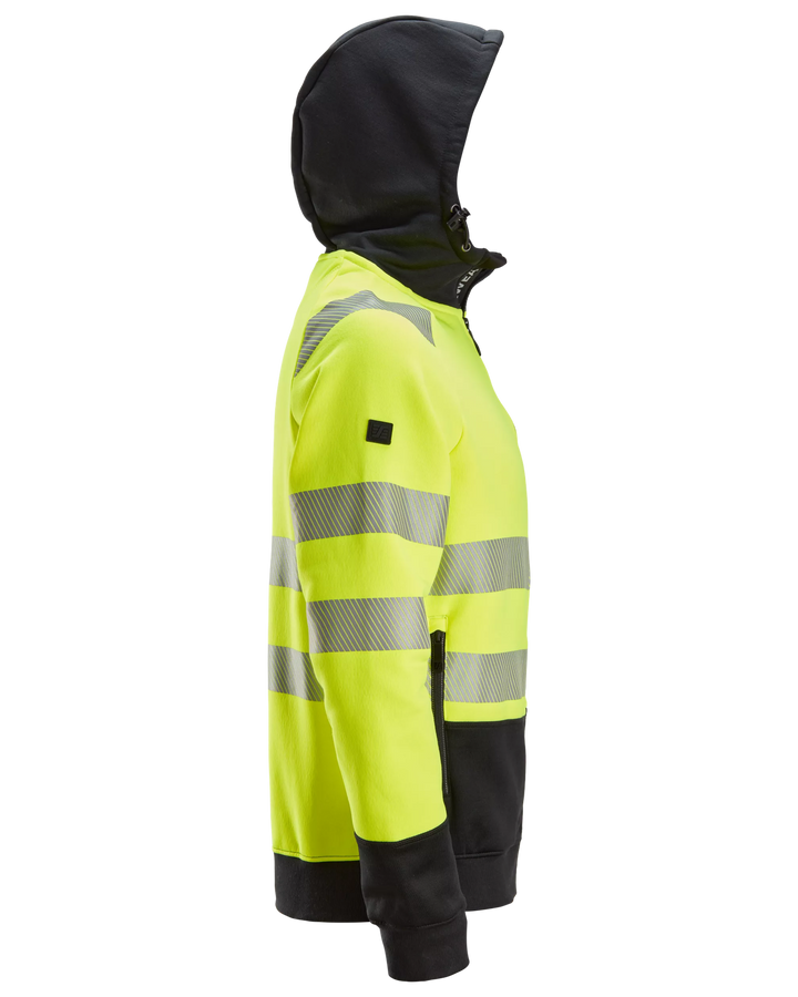 Snickers Hi-Vis Yellow, Hi-Vis Class 2 Full Zip Hoodie (2839) – right side view