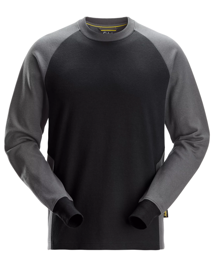 Snickers Black/Steel Grey, Two-Coloured Sweatshirt (2840) – front view