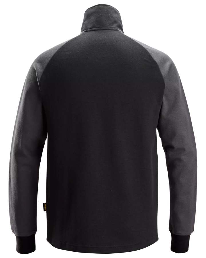 Snickers Black/Steel Grey, Two-Coloured Half-Zip Sweatshirt (2841) – back view