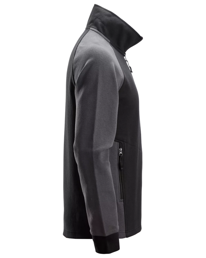 Snickers Black/Steel Grey, Two-Coloured Half-Zip Sweatshirt (2841) – right side view