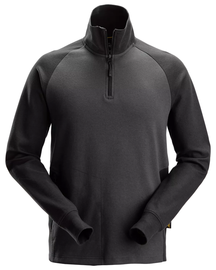 Snickers Steel Grey, Two-Coloured Half-Zip Sweatshirt (2841) – front view