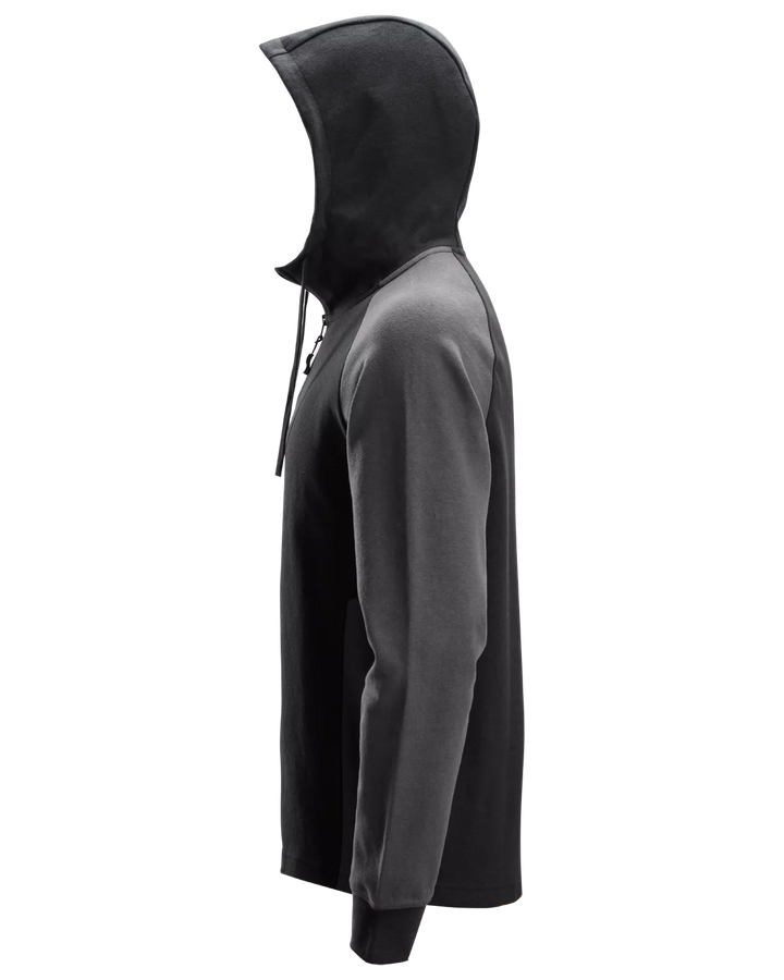 Snickers Black/Steel Grey, Two-Coloured Half-Zip Hoodie (2842) – left side view