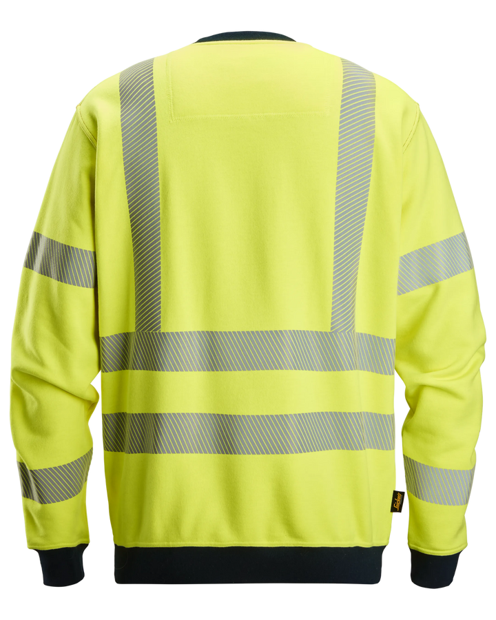 Snickers Hi-Vis Yellow/Navy, ProtecWork Sweatshirt Hi-Vis Class 3 (2863) – back view