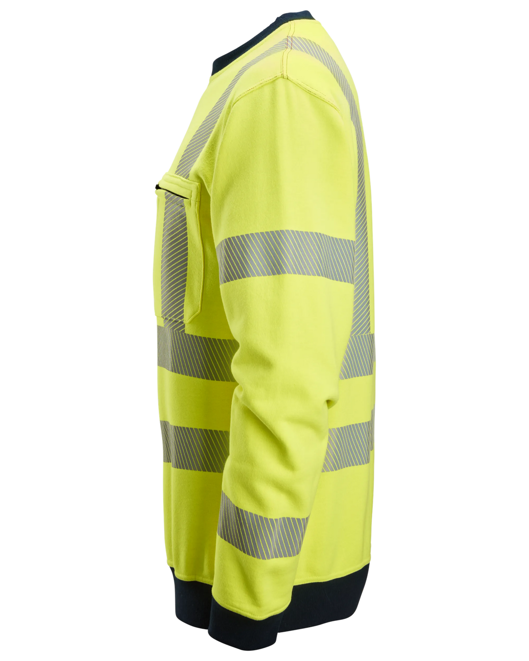 Snickers Hi-Vis Yellow/Navy, ProtecWork Sweatshirt Hi-Vis Class 3 (2863) – left side view