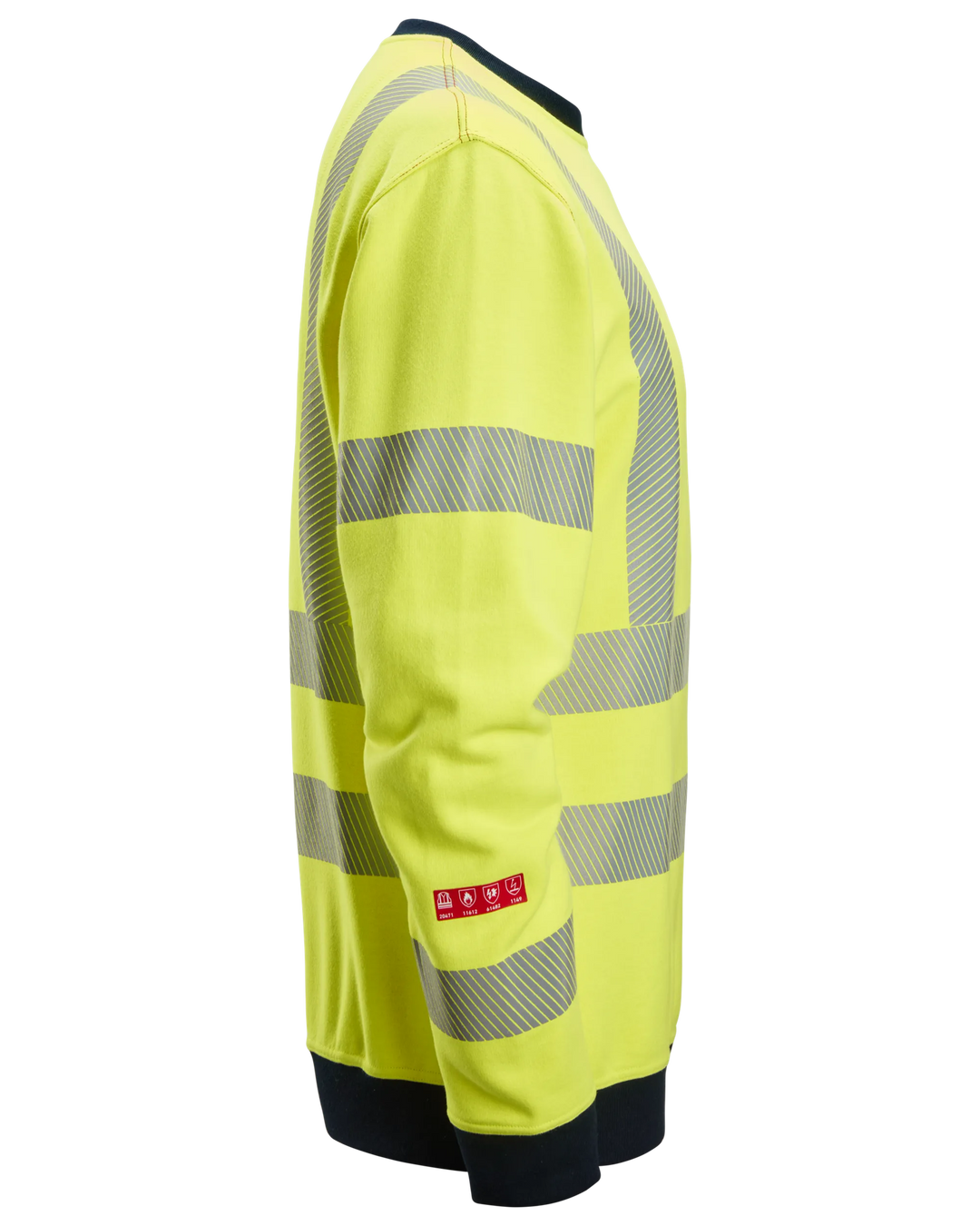 Snickers Hi-Vis Yellow/Navy, ProtecWork Sweatshirt Hi-Vis Class 3 (2863) – right side view
