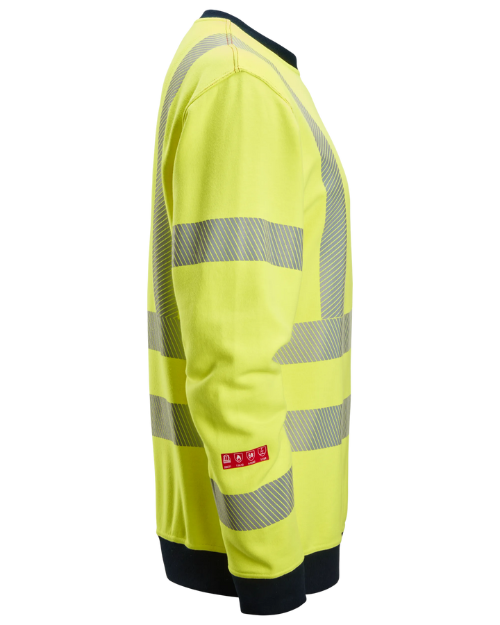 Snickers Hi-Vis Yellow/Navy, ProtecWork Sweatshirt Hi-Vis Class 3 (2863) – right side view