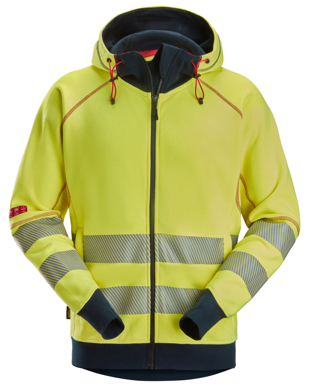 Snickers Hi-Vis Yellow/Navy, ProtecWork Arc Full Zip Hoodie Hi-Vis Class 3/2 (2866) – front view