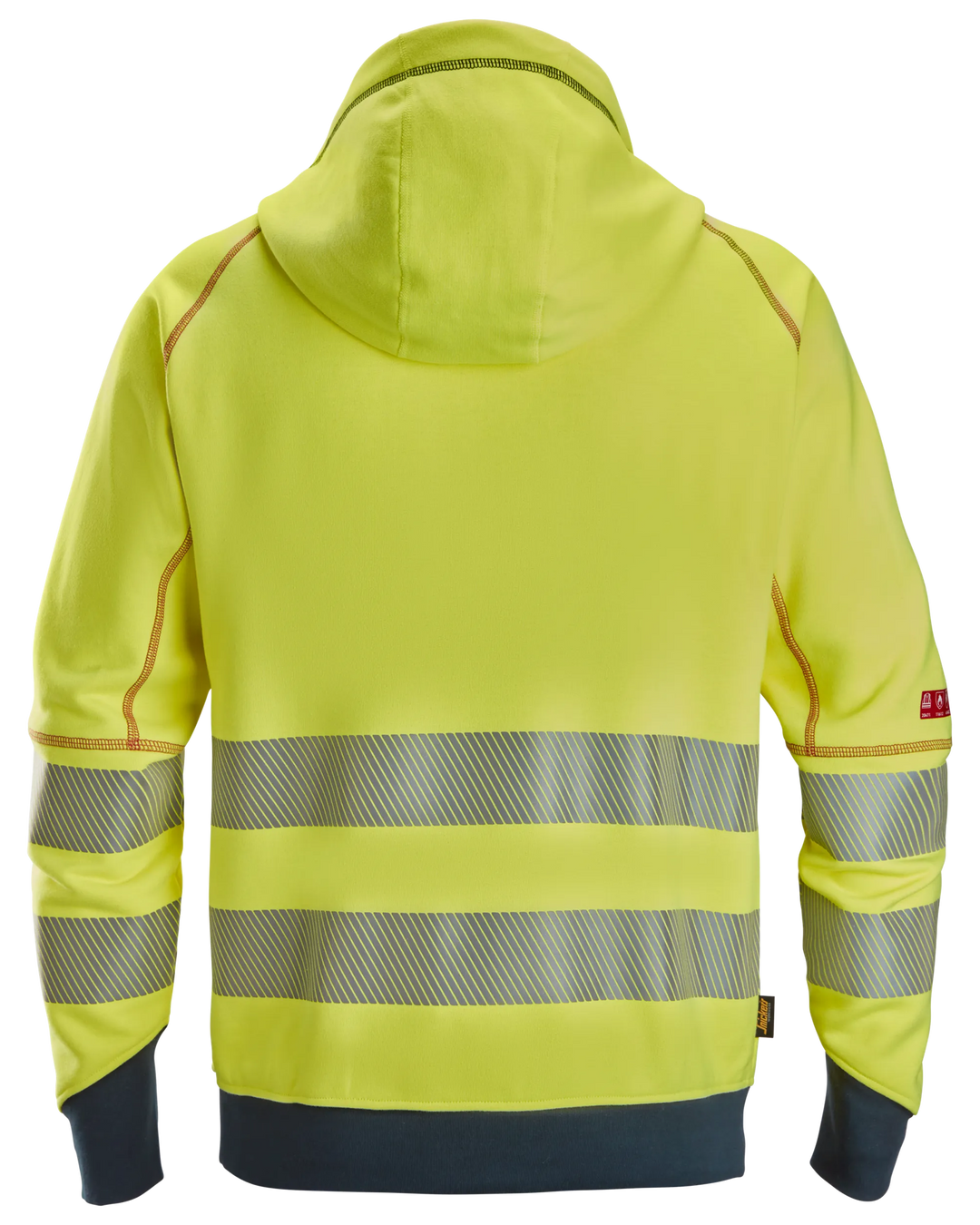 Snickers Hi-Vis Yellow/Navy, ProtecWork Arc Full Zip Hoodie Hi-Vis Class 3/2 (2866) – back view