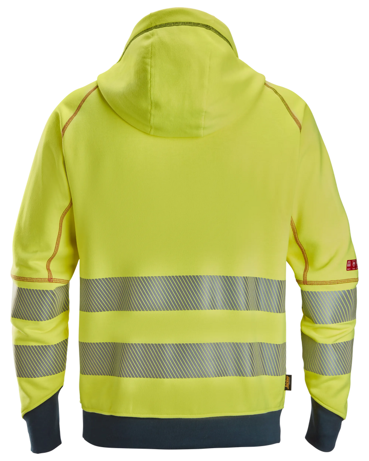 Snickers Hi-Vis Yellow/Navy, ProtecWork Arc Full Zip Hoodie Hi-Vis Class 3/2 (2866) – back view