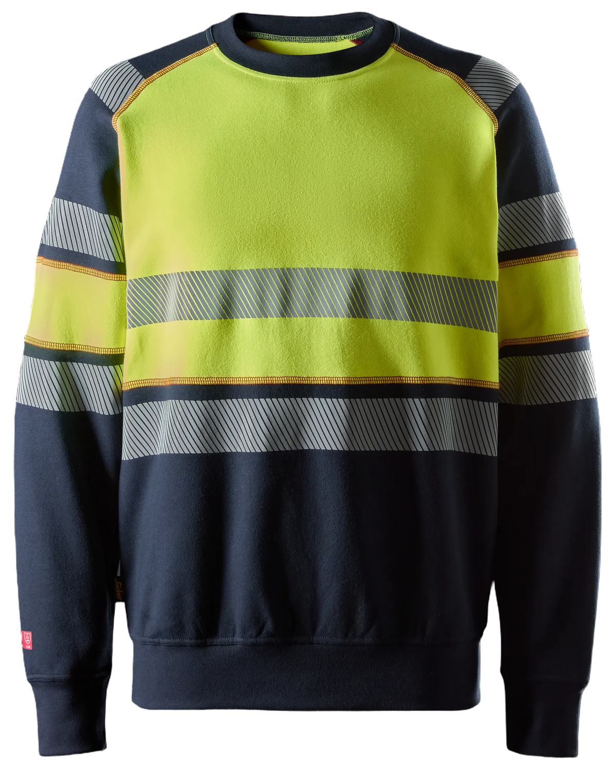 Snickers Navy/Hi-Vis Yellow, ProtecWork Sweatshirt Hi-Vis Class 1 (2869) – front view