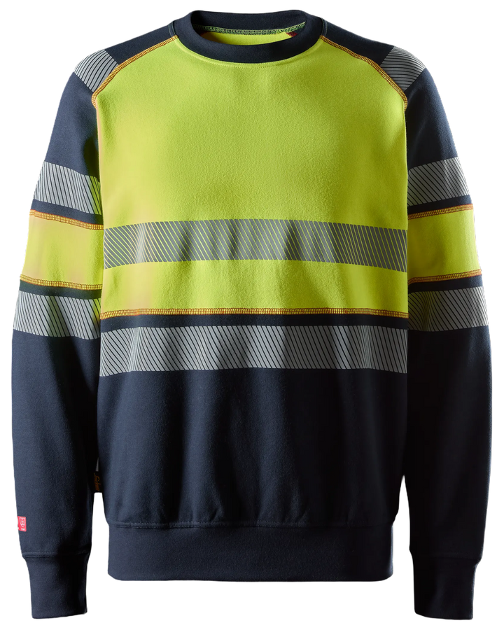 Snickers Navy/Hi-Vis Yellow, ProtecWork Sweatshirt Hi-Vis Class 1 (2869) – front view