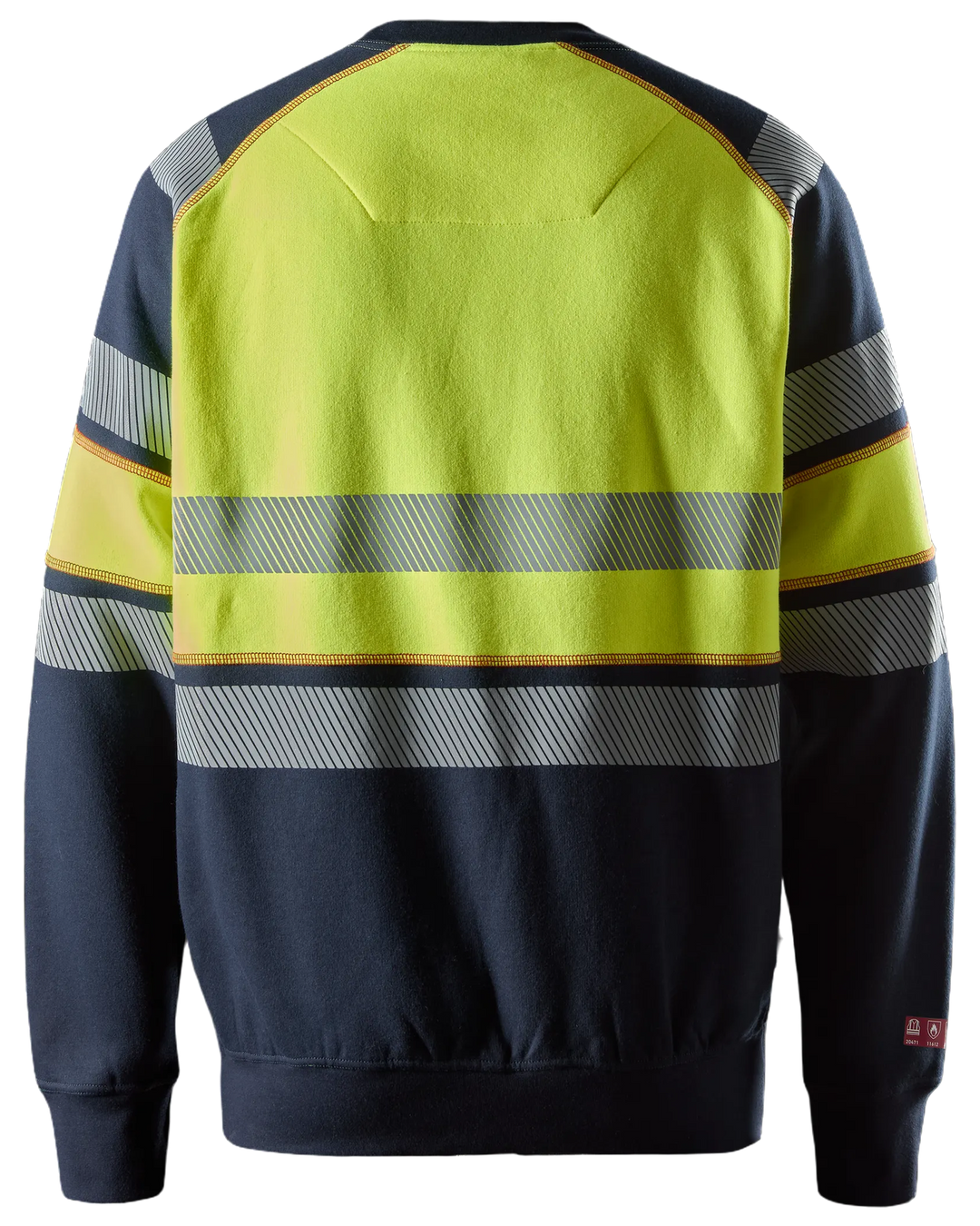 Snickers Navy/Hi-Vis Yellow, ProtecWork Sweatshirt Hi-Vis Class 1 (2869) – back view
