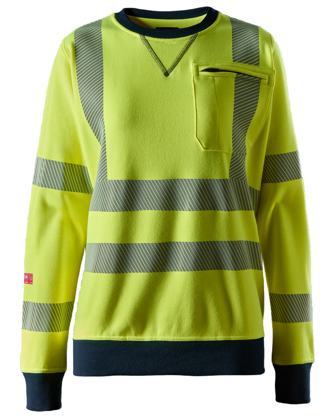 Snickers Hi-Vis Yellow/Navy, ProtecWork Women's Sweatshirt Hi-Vis Class 3/2 (2876) – front view