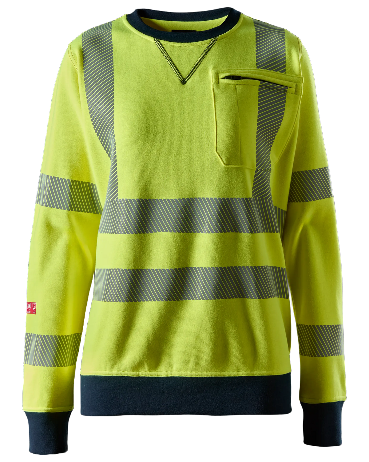 Snickers Hi-Vis Yellow/Navy, ProtecWork Women's Sweatshirt Hi-Vis Class 3/2 (2876) – front view