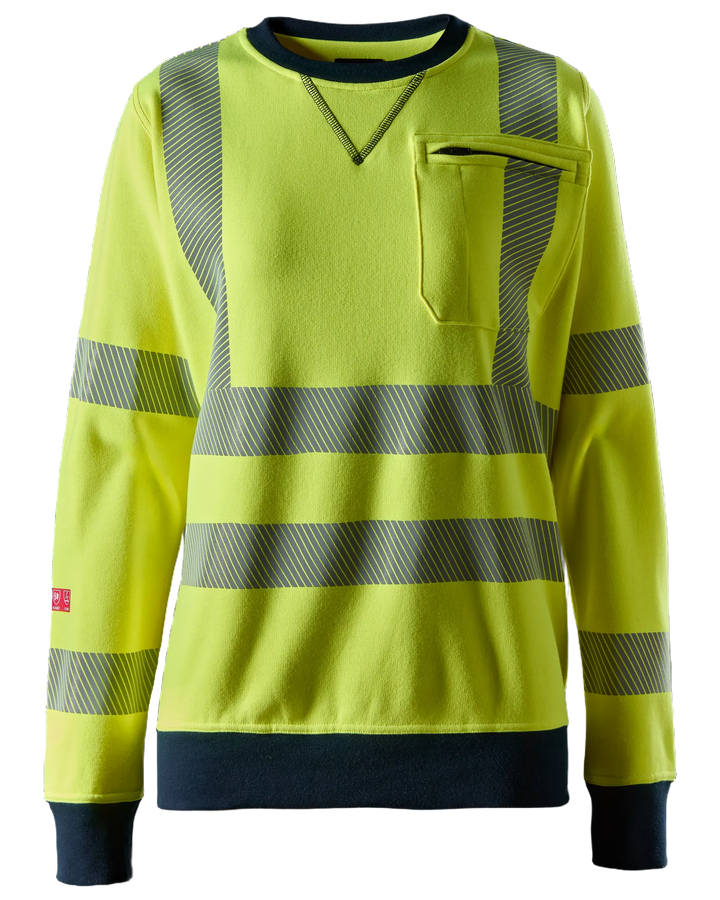 Snickers Hi-Vis Yellow/Navy, ProtecWork Women's Sweatshirt Hi-Vis Class 3/2 (2876) – front view