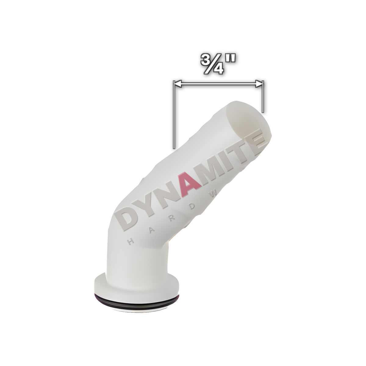 ¾" Hose Union Appliance Waste Connector - Angled (code 34HUCA), size marked with white arrows: ¾"
