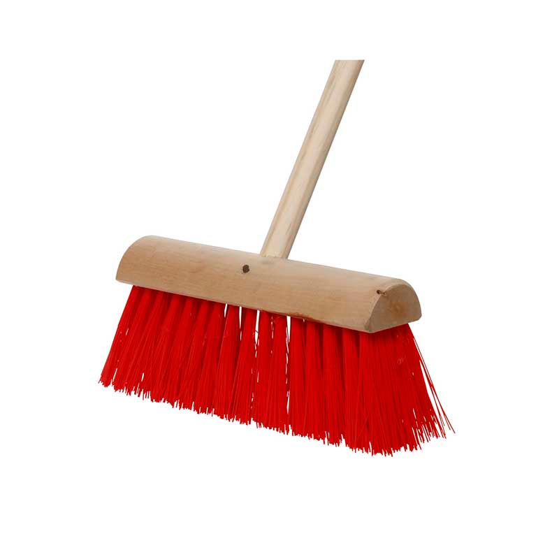 14" Red Heavy-Duty Synthetic Yard Brush Handled - Dynamite Hardware