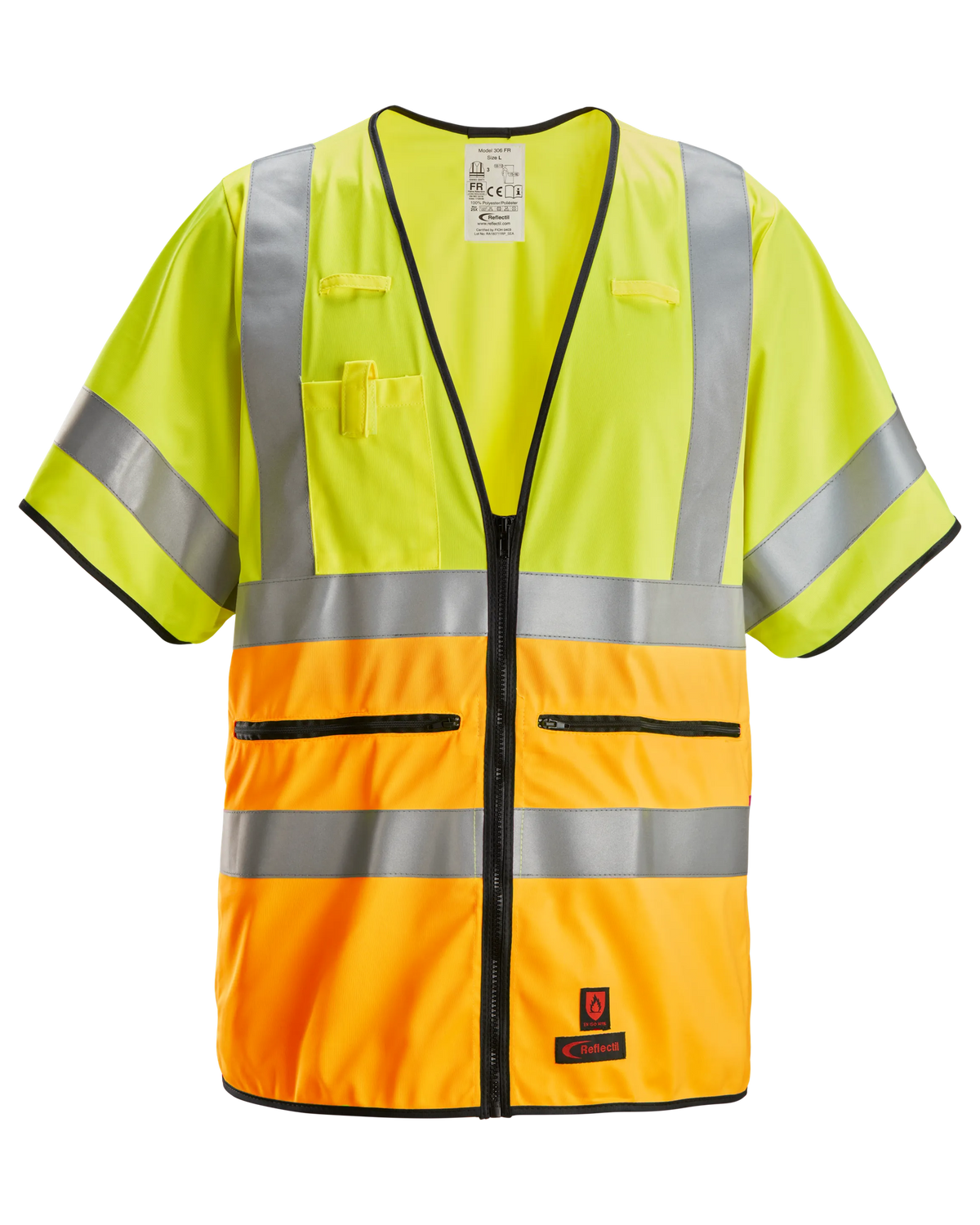 Snickers Hi-Vis Yellow/Hi-Vis Orange, ProtecWork Vest Hi-Vis Class 3/2 (4361) – front view