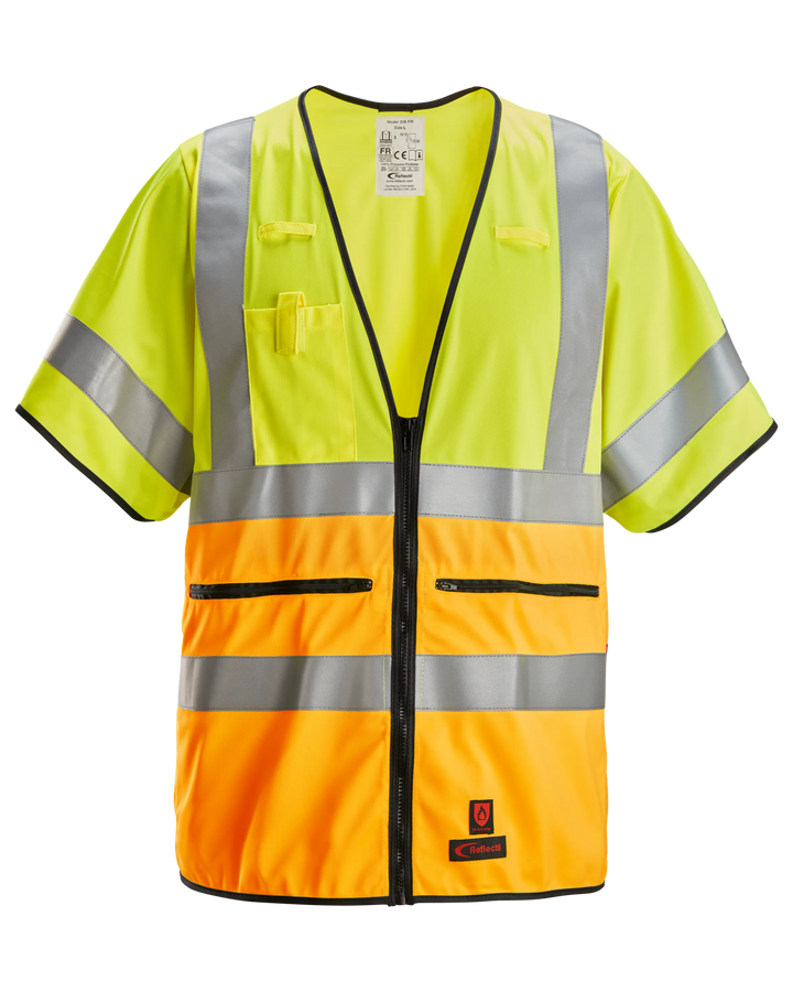 Snickers Hi-Vis Yellow/Hi-Vis Orange, ProtecWork Vest Hi-Vis Class 3/2 (4361) – front view