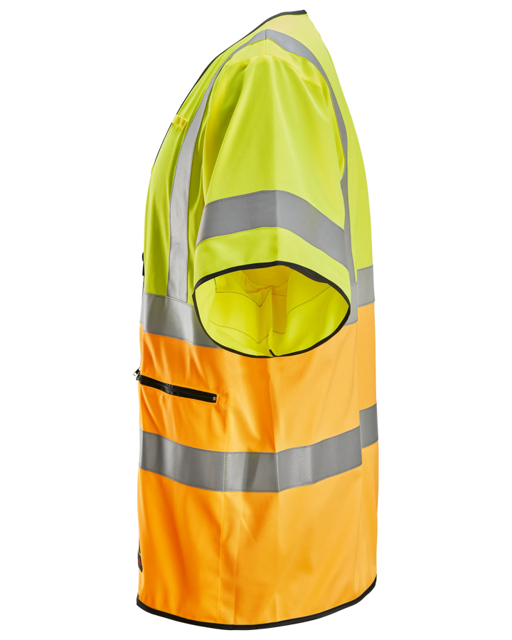 Snickers Hi-Vis Yellow/Hi-Vis Orange, ProtecWork Vest Hi-Vis Class 3/2 (4361) – left side view