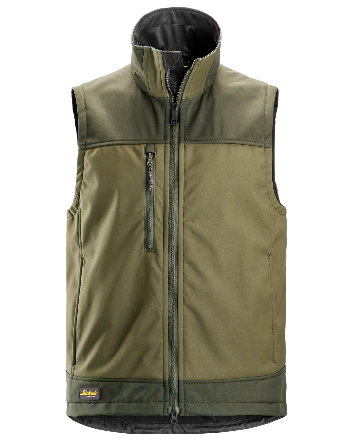 Snickers Khaki Green, Softshell Stretch Vest (4506) – front view
