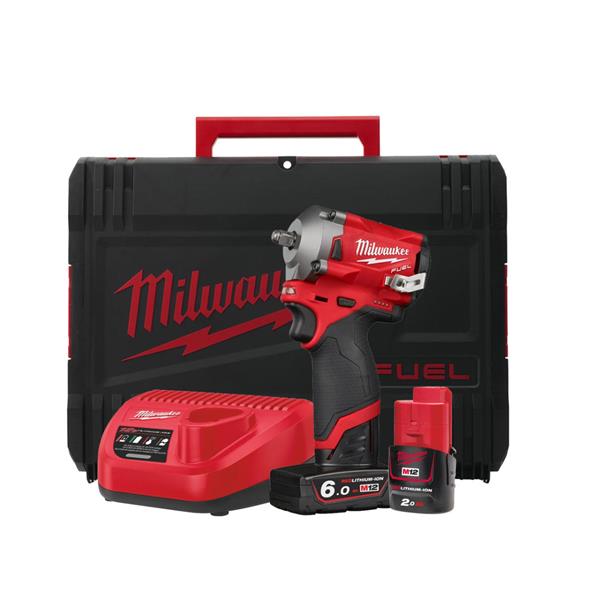 M12FIW38-622X MILWAUKEE M12 FUEL SUB COMPACT 3/8” IMPACT WRENCH (1X M12 6AH BATTERY, 1 X M12 2AH BATTERY, M12 CHARGER IN HD BOX)