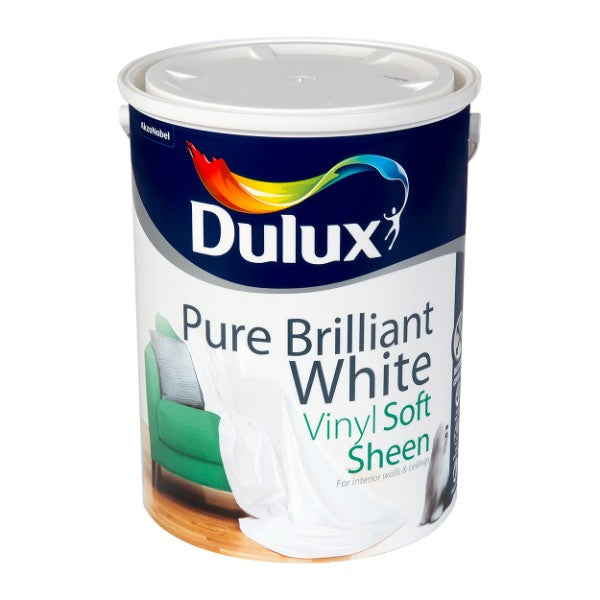 DULUX VINYL SOFT SHEEN PURE BRILLIANT WHITE 5L - Dynamite Hardware