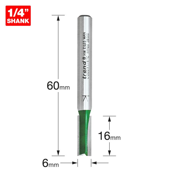 TREND - C005X1/4TC - Two Flute Cutter 6mm diameter
