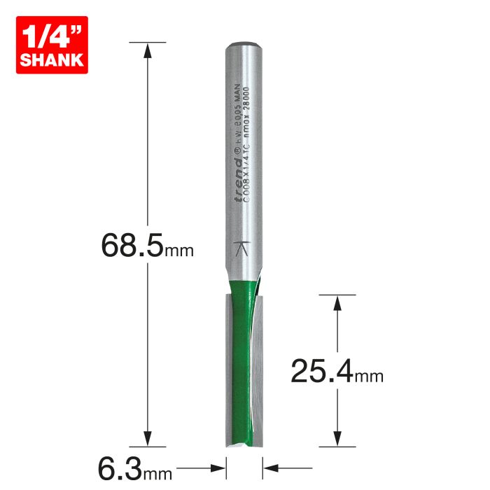 TREND - C008X1/4TC - Two Flute Cutter 6.3mm diameter