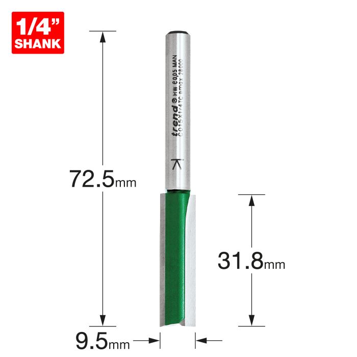 TREND - C015X1/4TC - Two Flute Cutter 9.5mm diameter