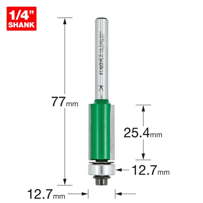 TREND - C116X1/4TC - Self guided trimmer 12.7mm diameter