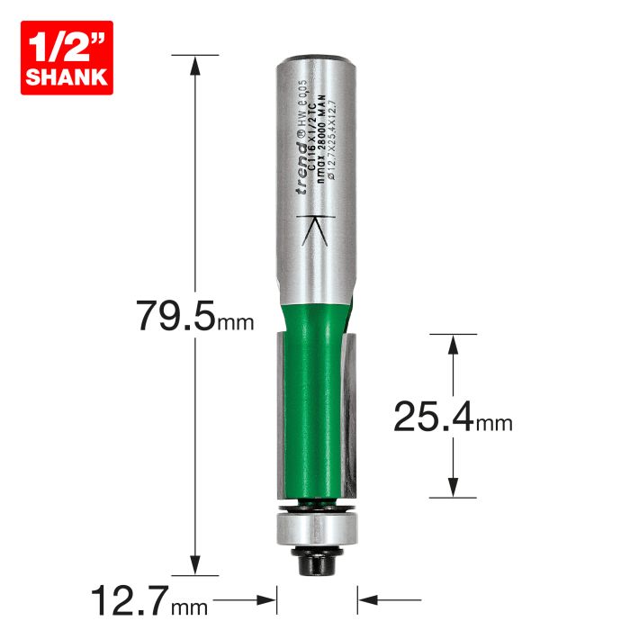 TREND - C116X1/2TC - Self guided trimmer 12.7mm diameter