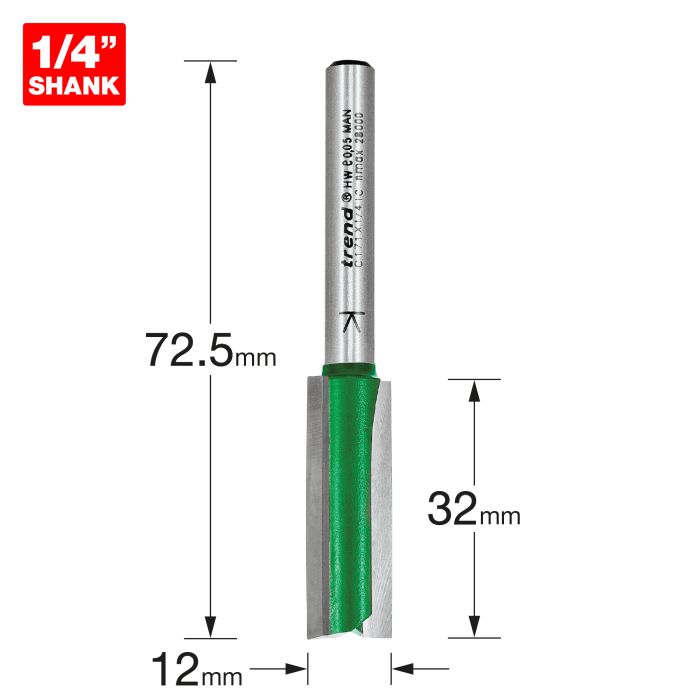 TREND - C171X1/4TC - Two flute cutter 12mm diameter