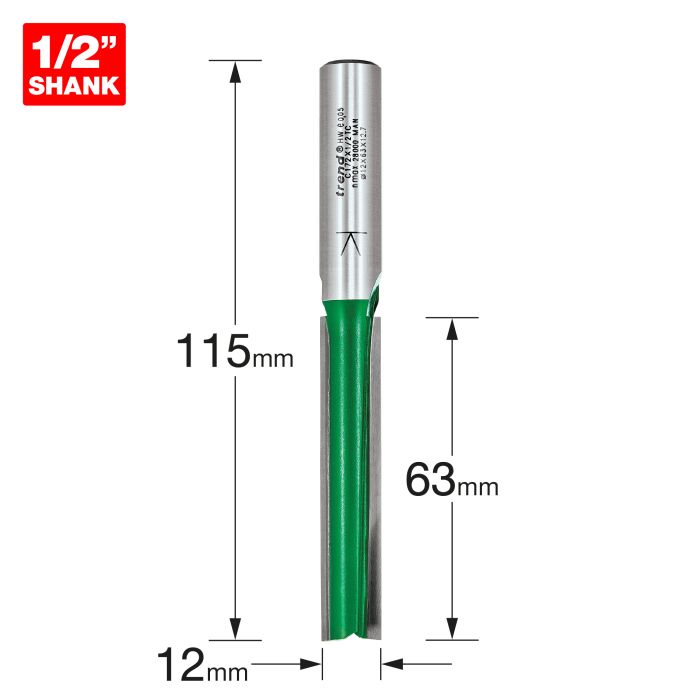 TREND - C172X1/2TC - Trend Craft Pro 12mm x 63mm 1/2in shank router cutter bit for use with Trend Lock Jigs