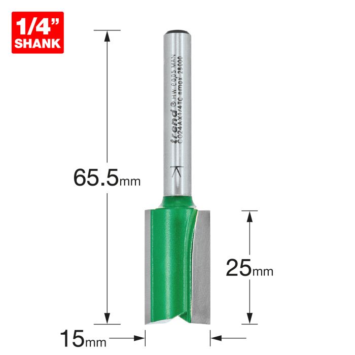 TREND - C024AX1/4TC - Two Flute Cutter 15.0mm diameter