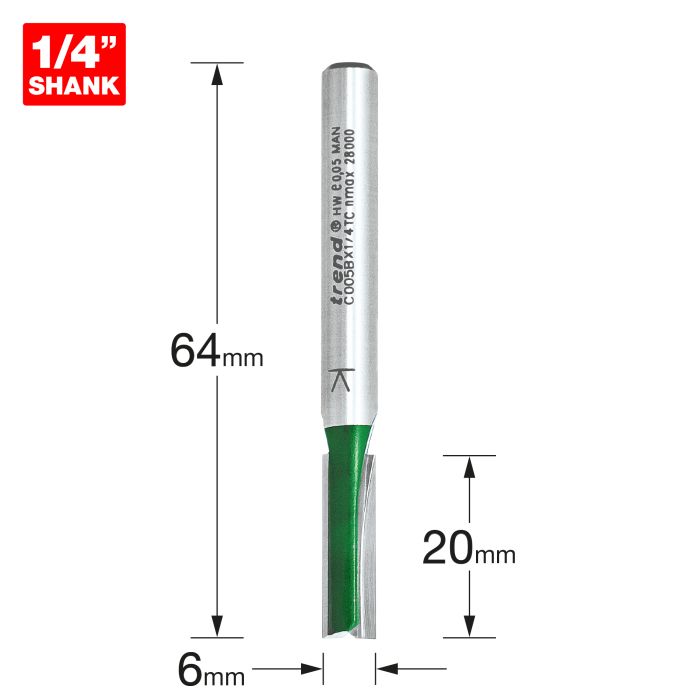TREND - C005BX1/4TC - Two Flute Cutter 6.0mm diameter