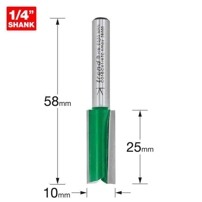 C016CX1/4TC - Two flute cutter 10mm diameter