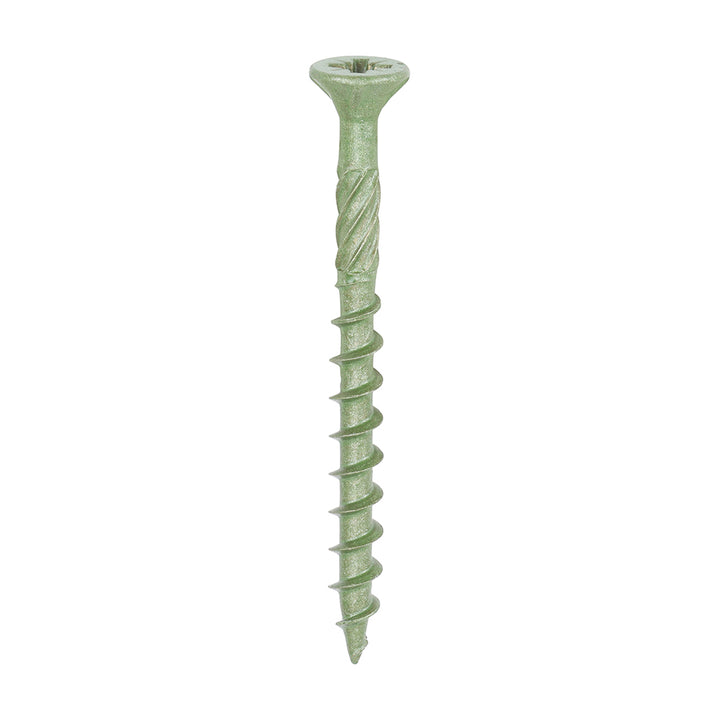 Timber Decking Screws - 4.5 x 50 PZ - Double Countersunk - Exterior - Green - 200 Box Qty - Dynamite Hardware