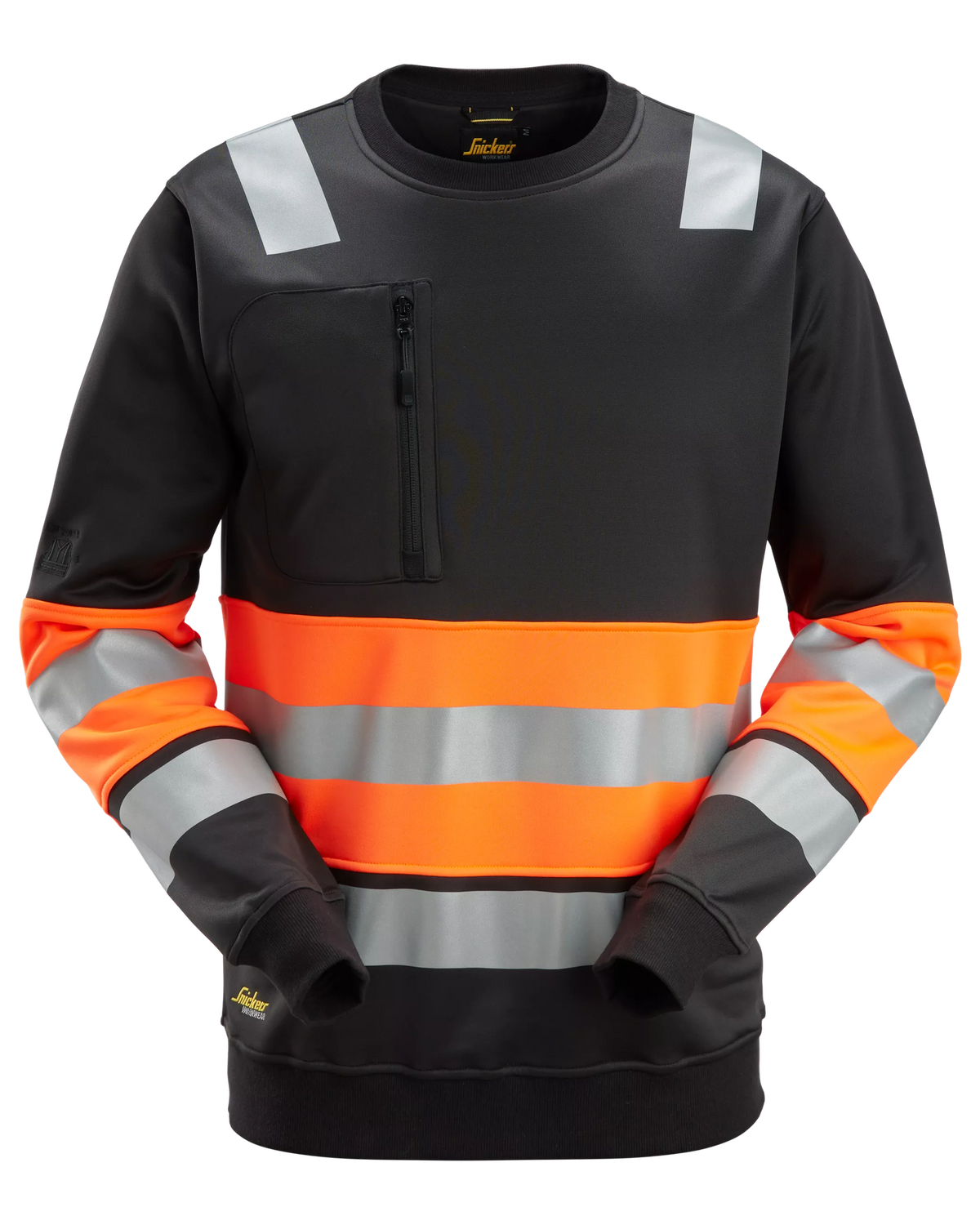 Snickers Black/Hi-Vis Orange, Hi-Vis Class 1 Sweatshirt (8031) – front view
