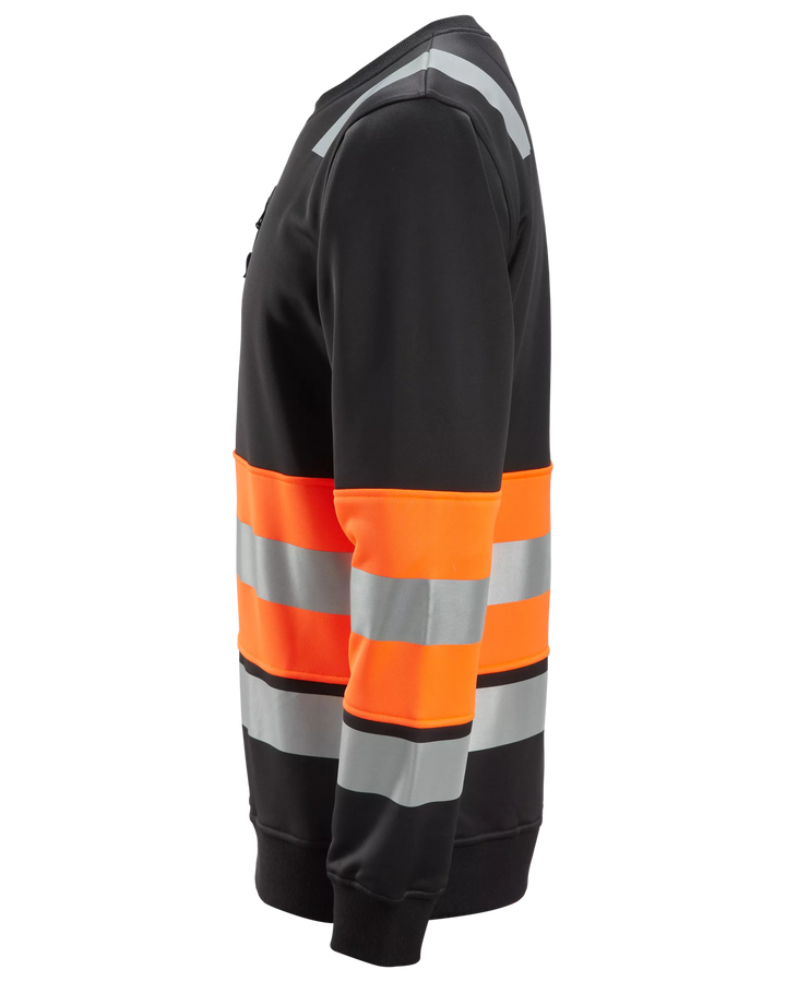 Snickers Black/Hi-Vis Orange, Hi-Vis Class 1 Sweatshirt (8031) – left side view