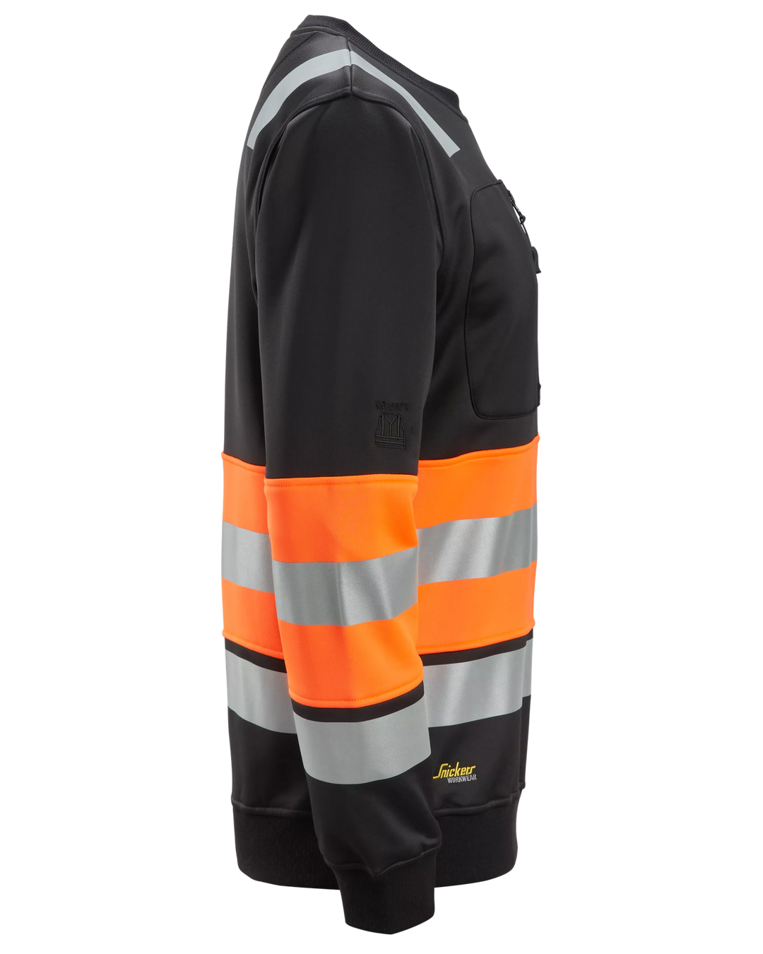Snickers Black/Hi-Vis Orange, Hi-Vis Class 1 Sweatshirt (8031) – right side view